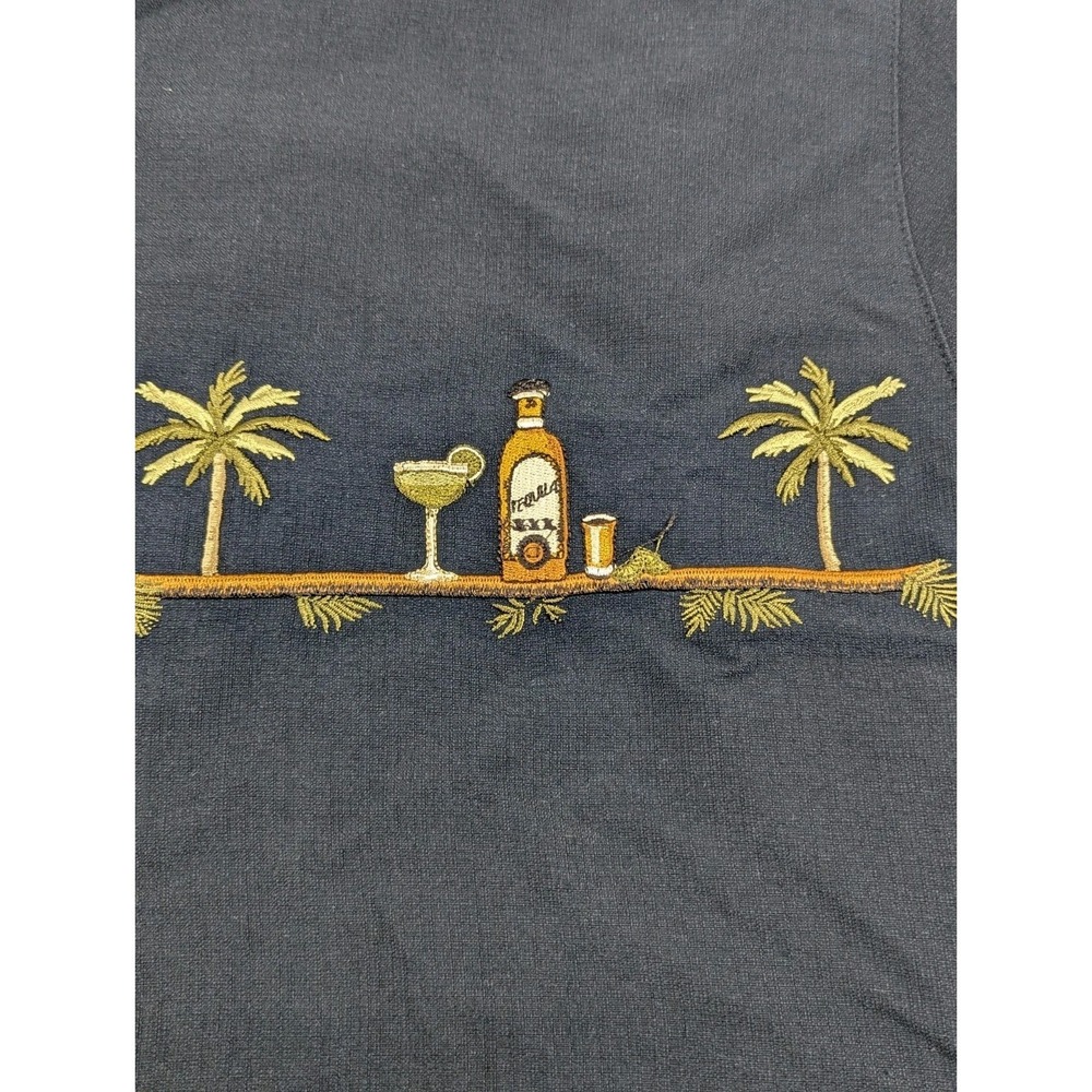 Island Republic Mens Large Shirt Embroidered‎ Drinks Palms Black Beach Vacation - Picture 5 of 9
